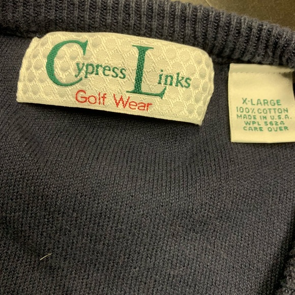 V-Neck Navy Sweater 100% Cotton XLarge Made in USA - Picture 3 of 5